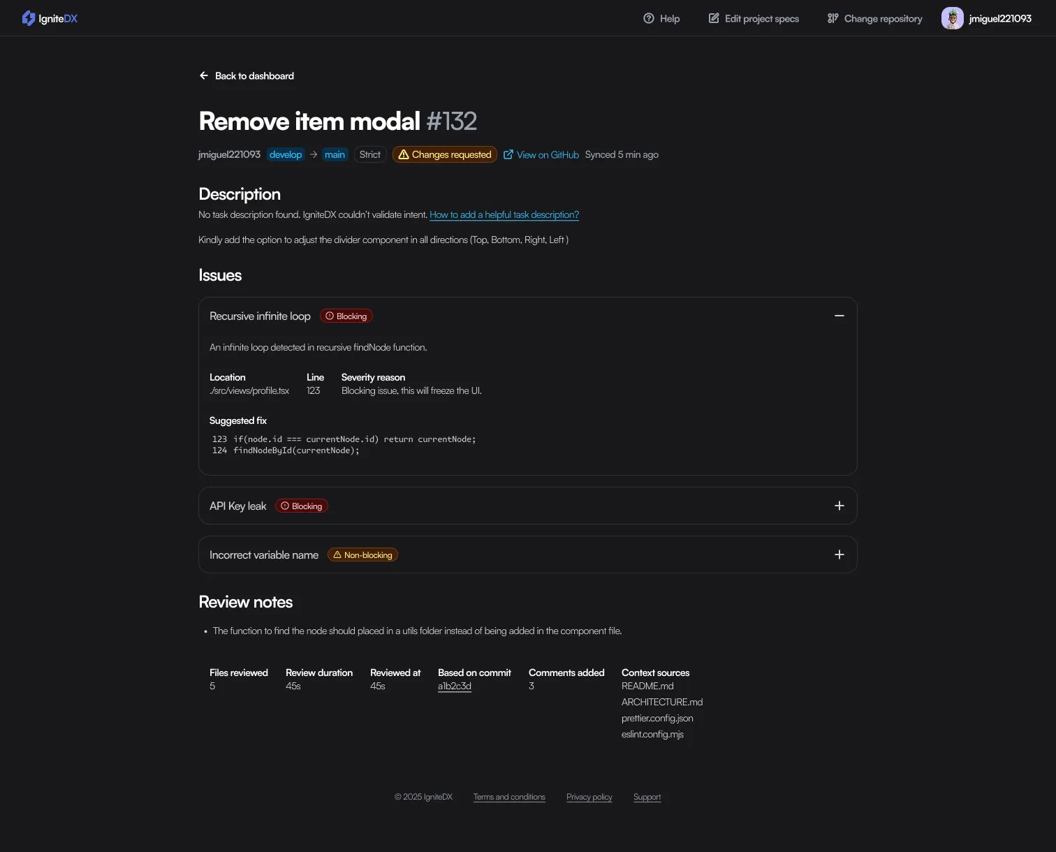IgniteDX PR Review Example